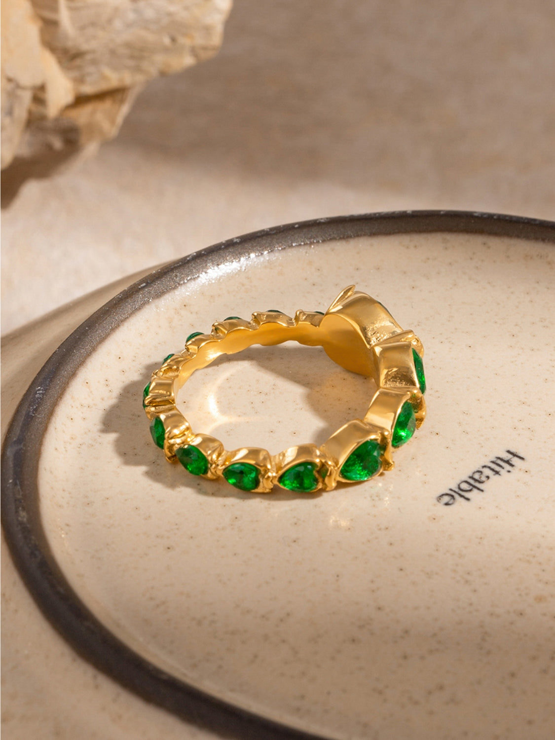 Rhinestone hjerte stål ring