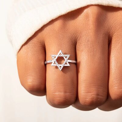 Hexagramm Zirkon Silberring