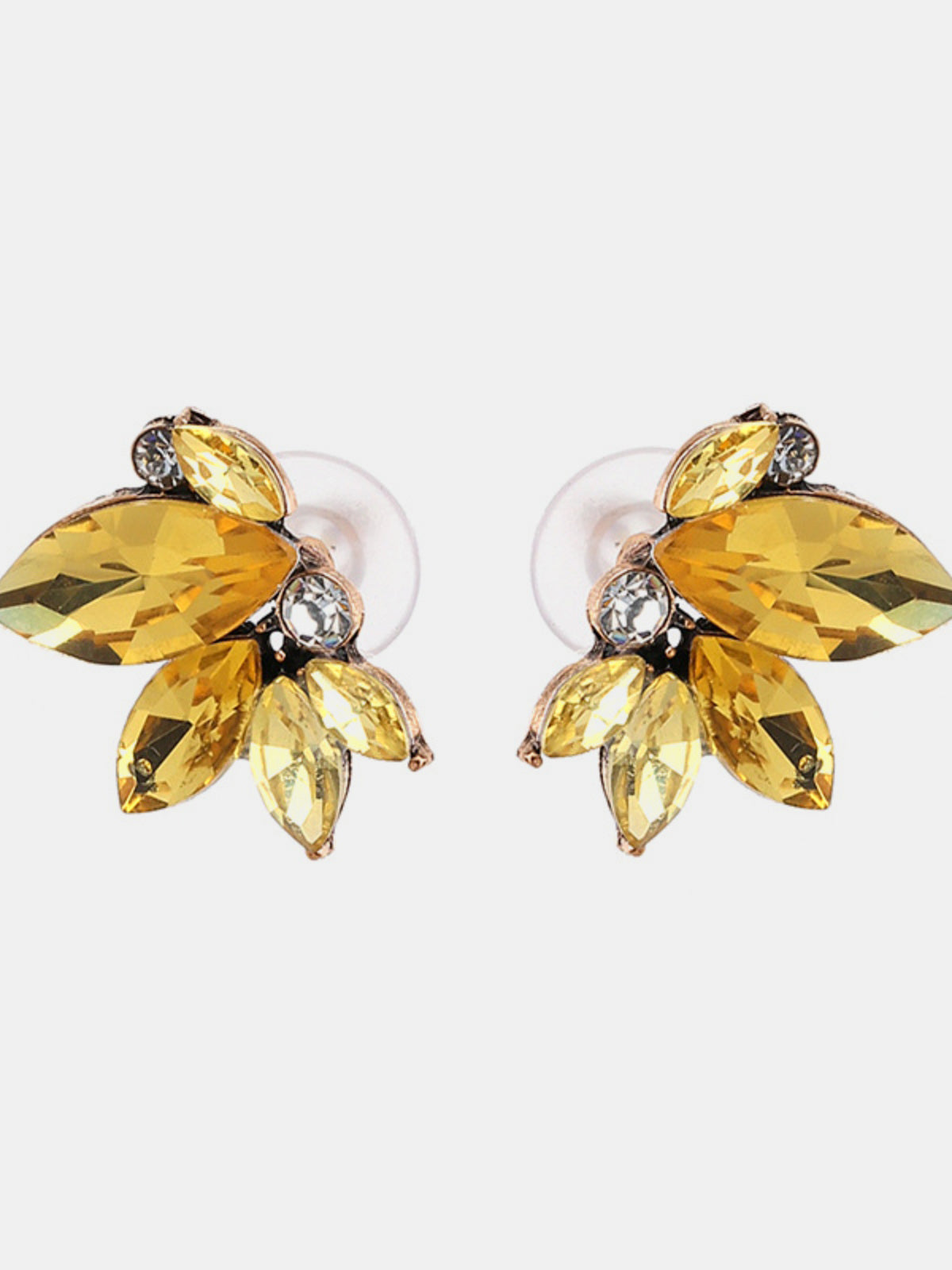 Orecchini a bottone floreali con strass