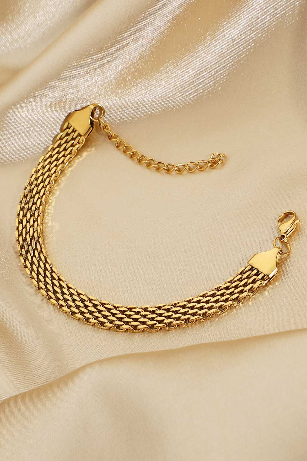 Guld Bred Link Armbånd