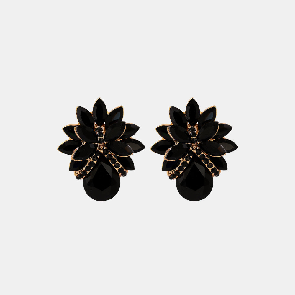 Pendientes de piedra de vidrio con diseño floral