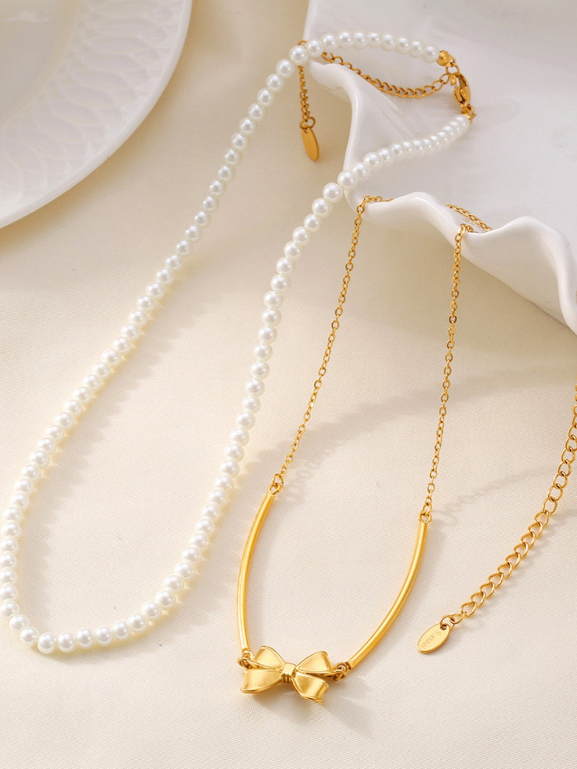 Pearl & Bow Jewelry Trio Set