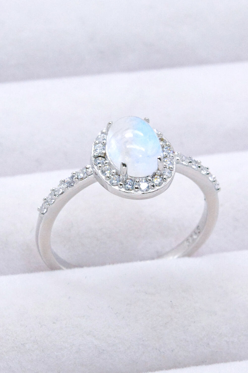 Maansteen Halo Zilveren Ring