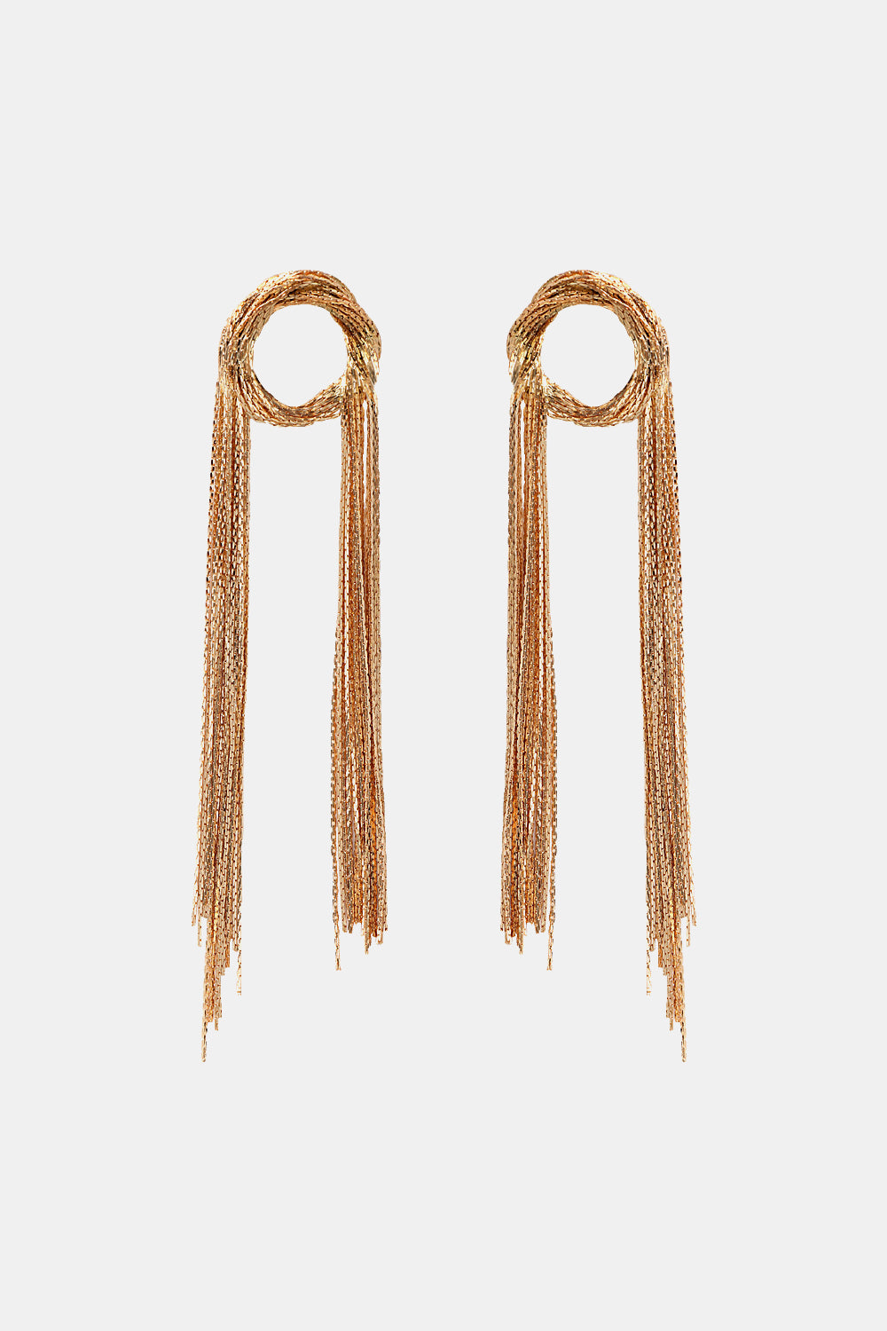 Copper Fringe Circle Earrings