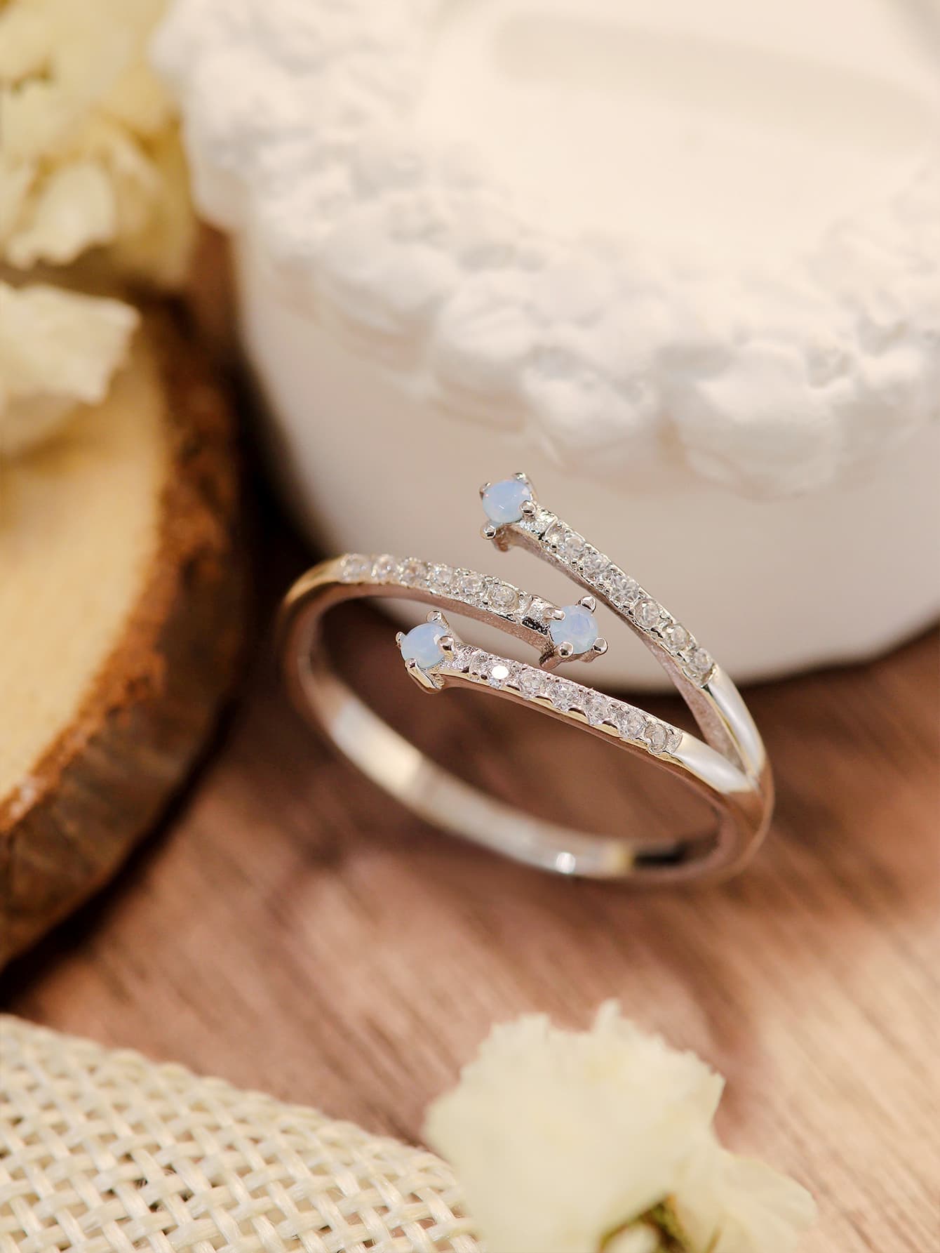 Platinum Moonstone Ring