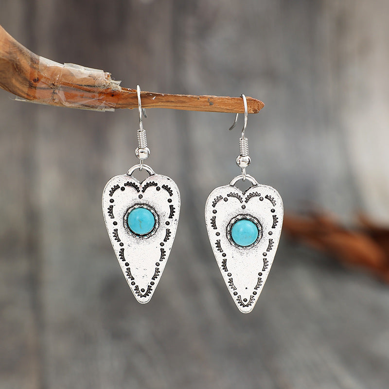 Turkis Hjerte Dangle Hoops