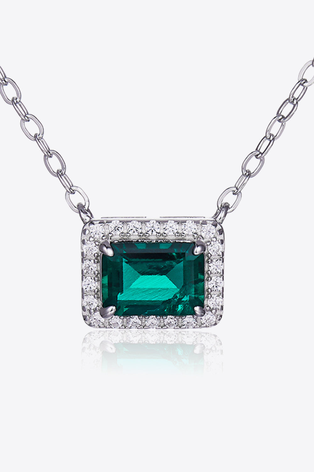 Lab Emerald Rectangular Pendant