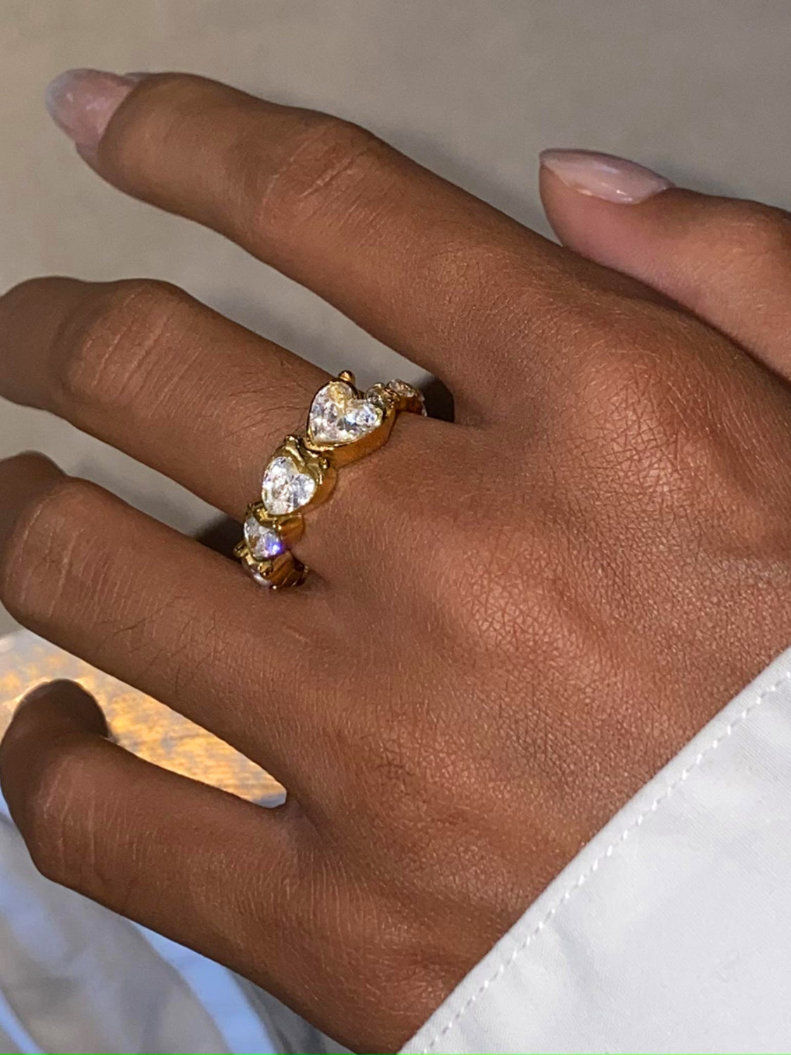 Rhinestone hjerte stål ring