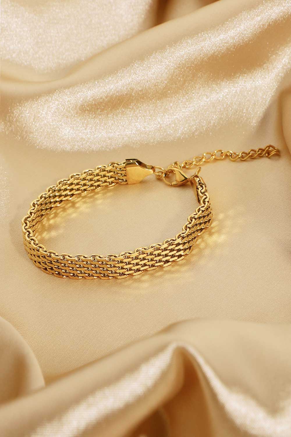 Guld Bred Link Armbånd