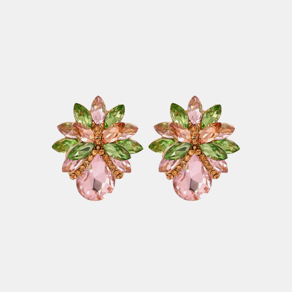 Pendientes de piedra de vidrio con diseño floral