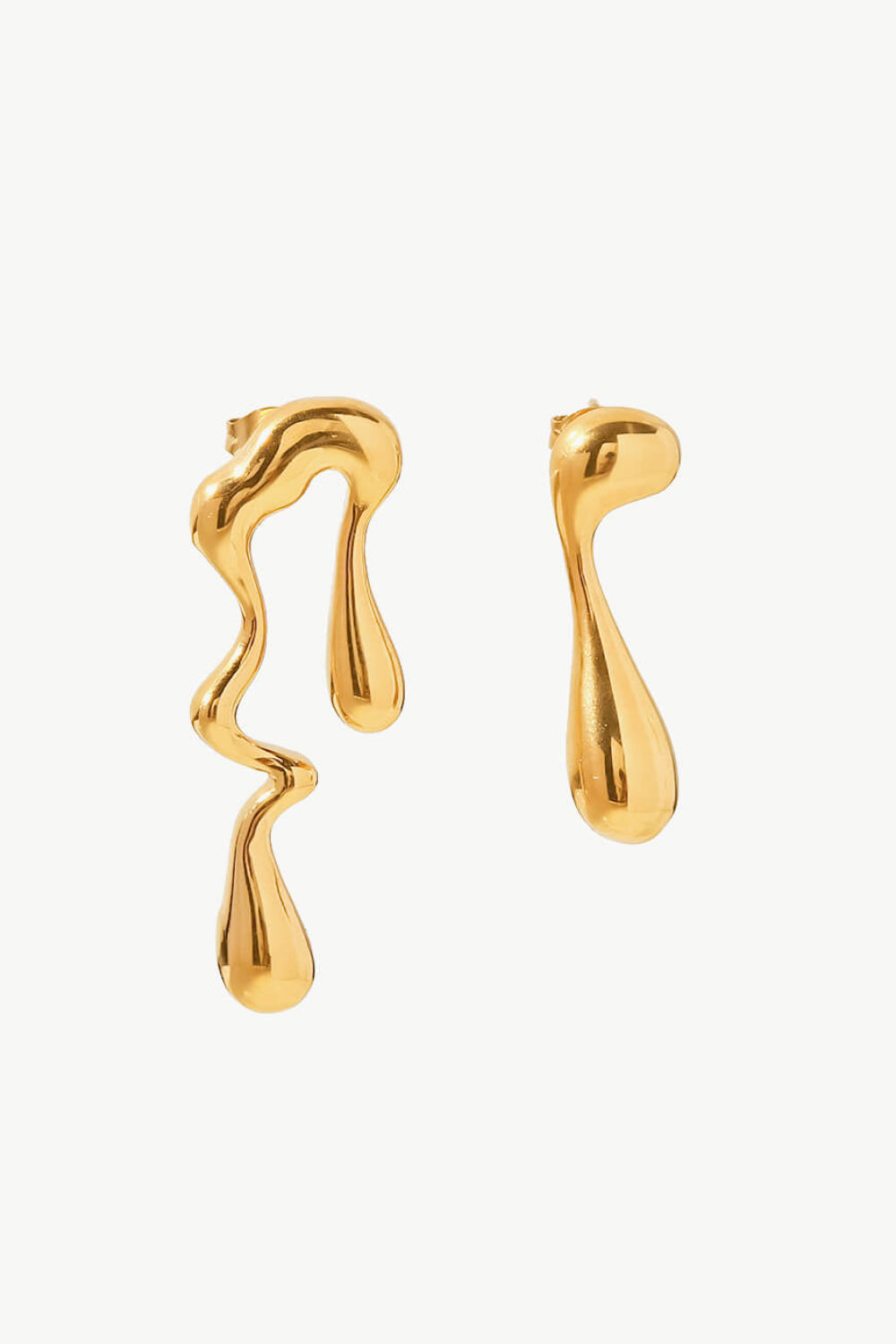 Asymmetrisk Geometrisk Guld Øreringe
