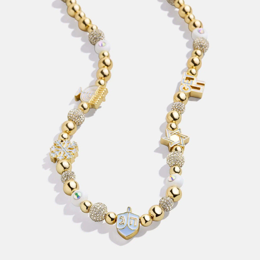 Guldperle Rhinestone Kæde