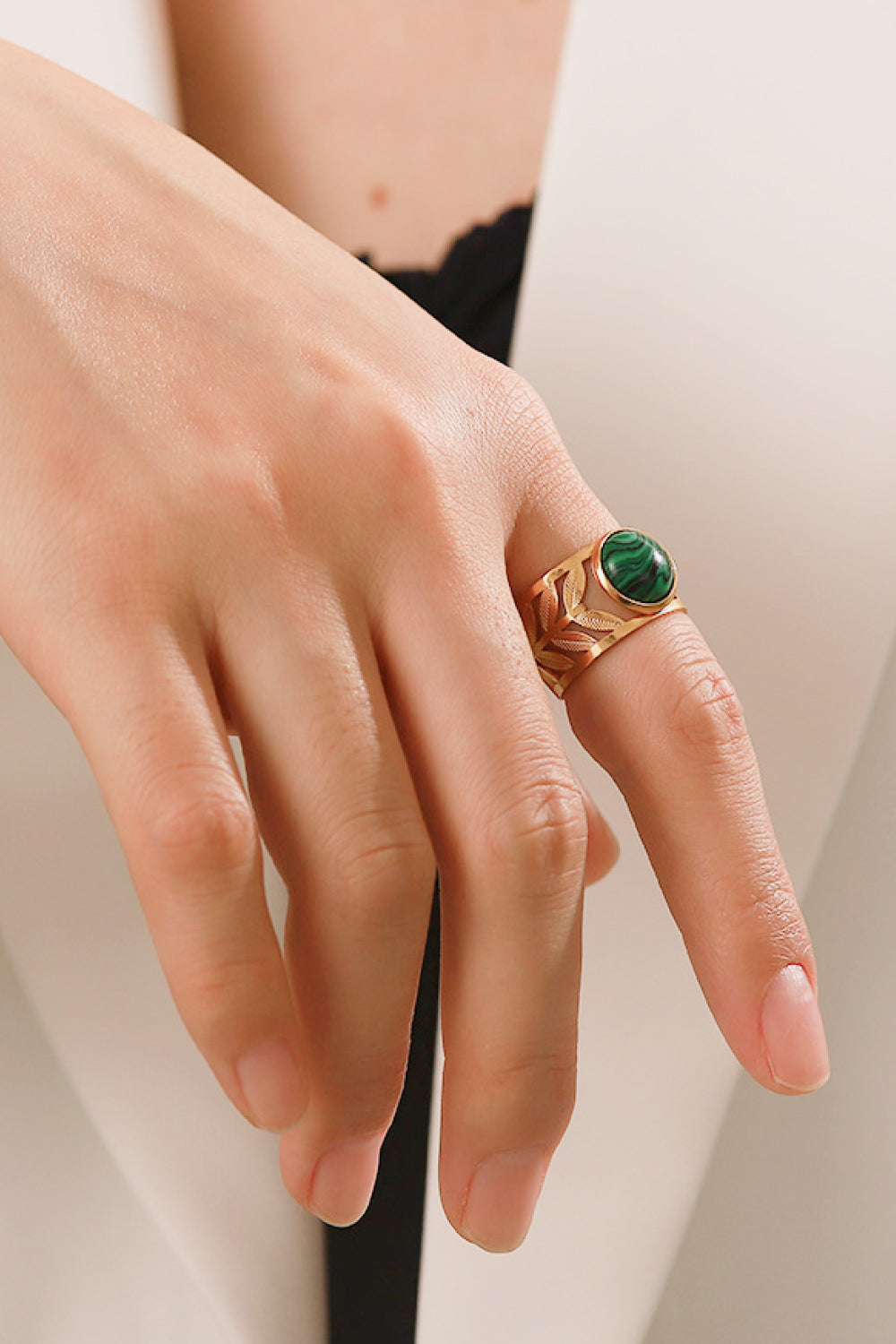 Guld Malakit Blad Ring
