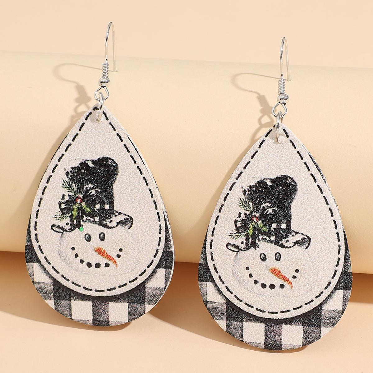 Orecchini pendenti in pelle Snowman