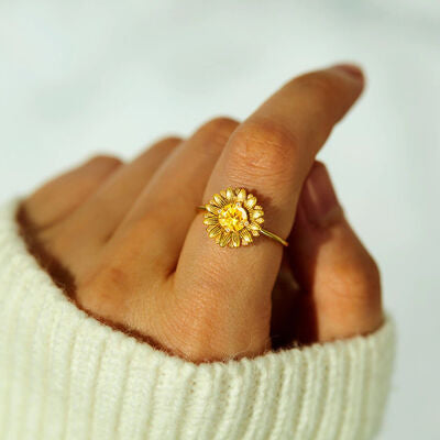 Solsikke Zircon Sølv Ring