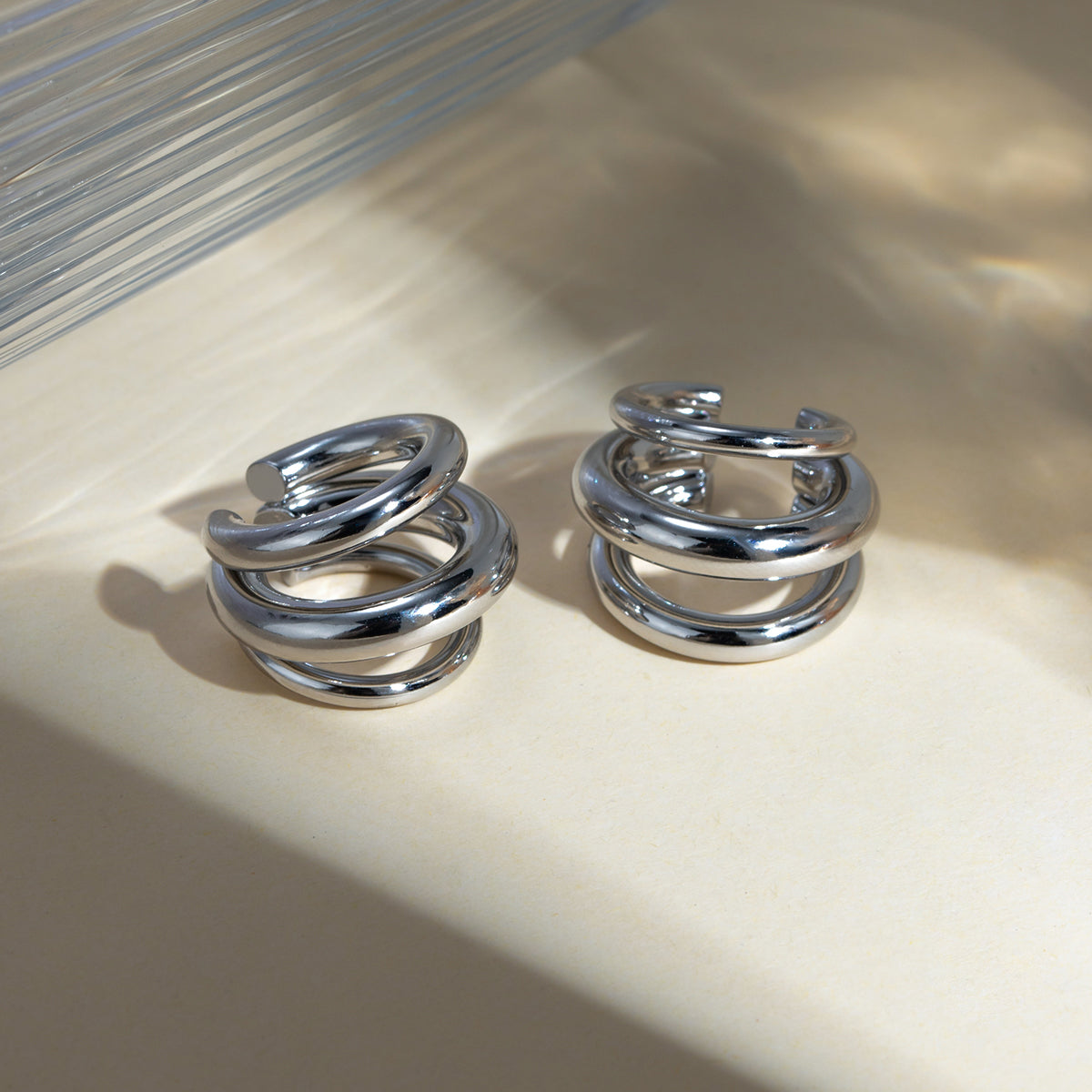 Layered Steel Hoop Earrings