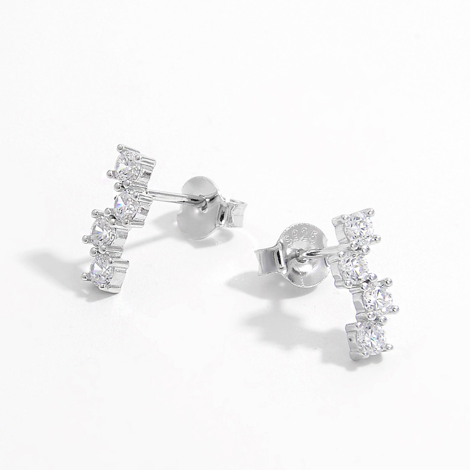Zircon Sølv Studs