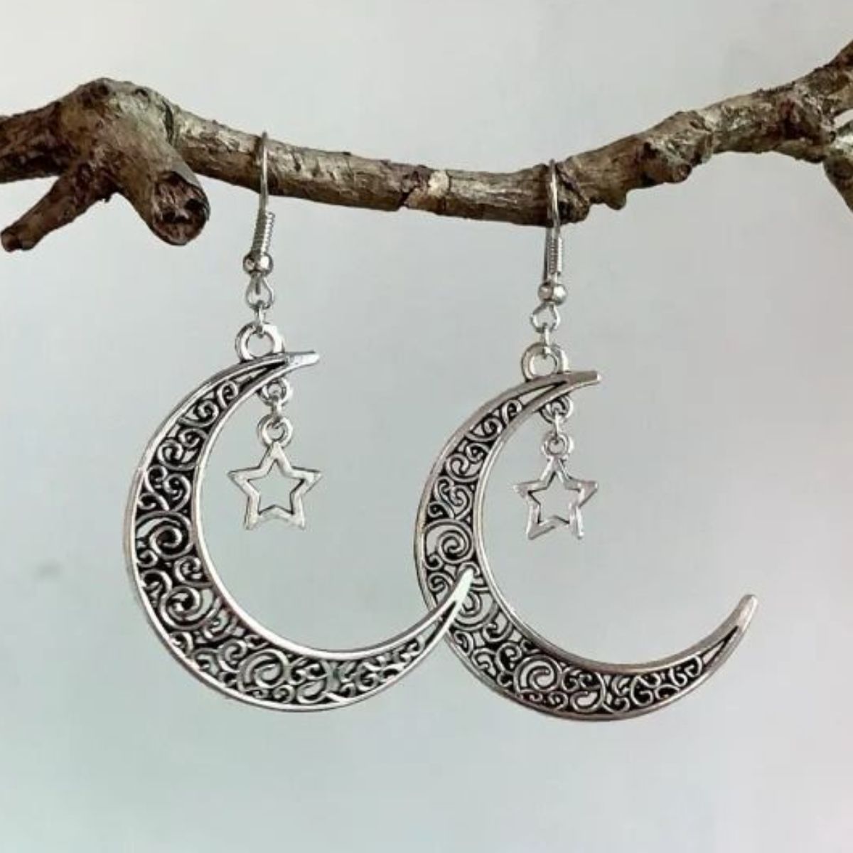 Lunar Cutout Alloy Earrings