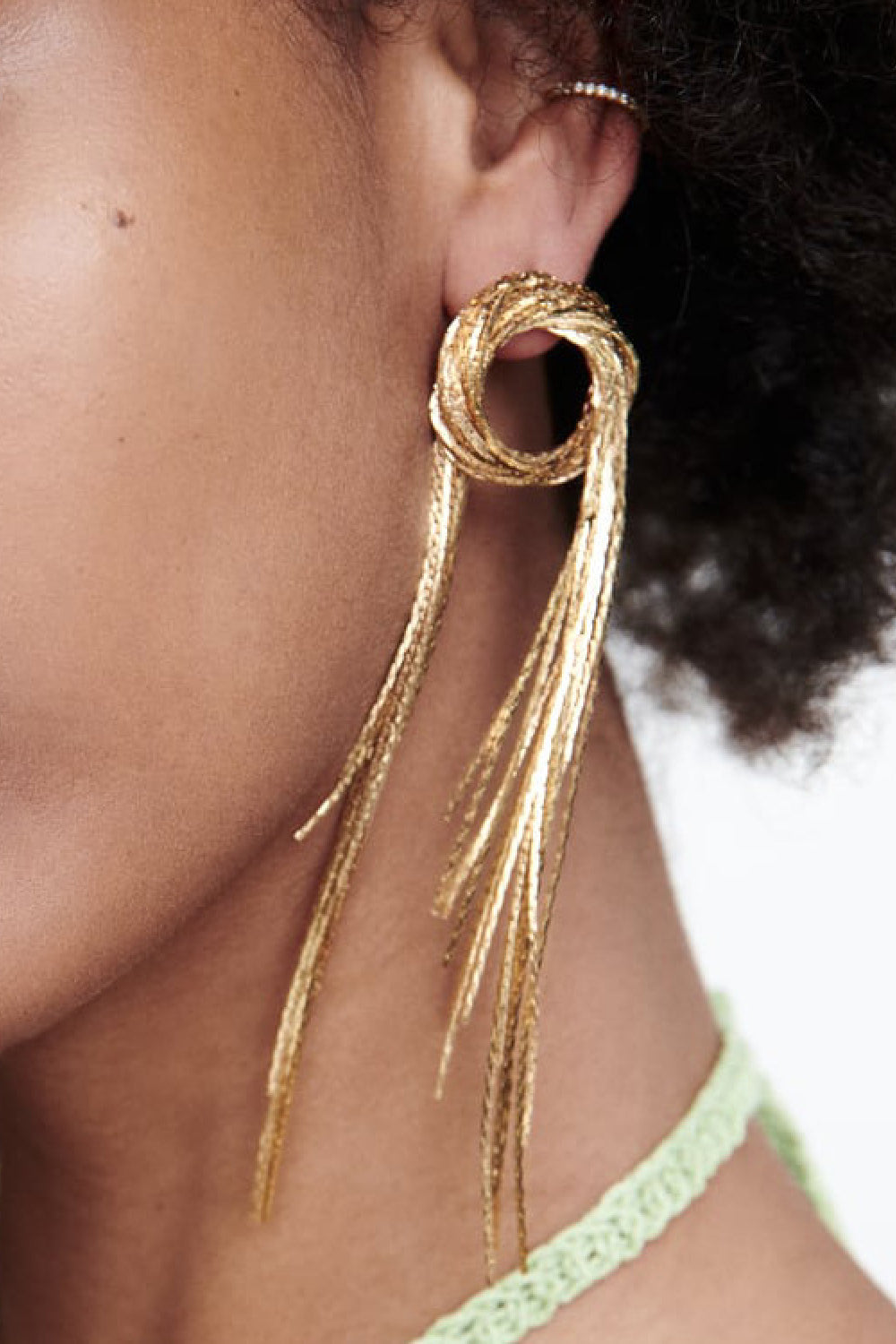 Copper Fringe Circle Earrings