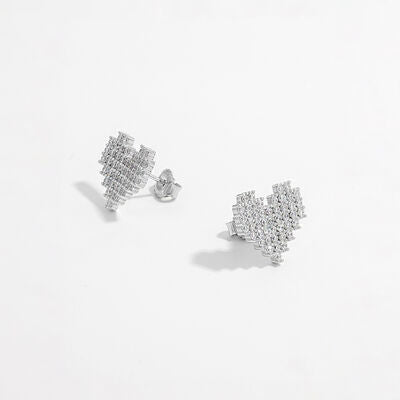 Hjerte Zircon Sølv Studs