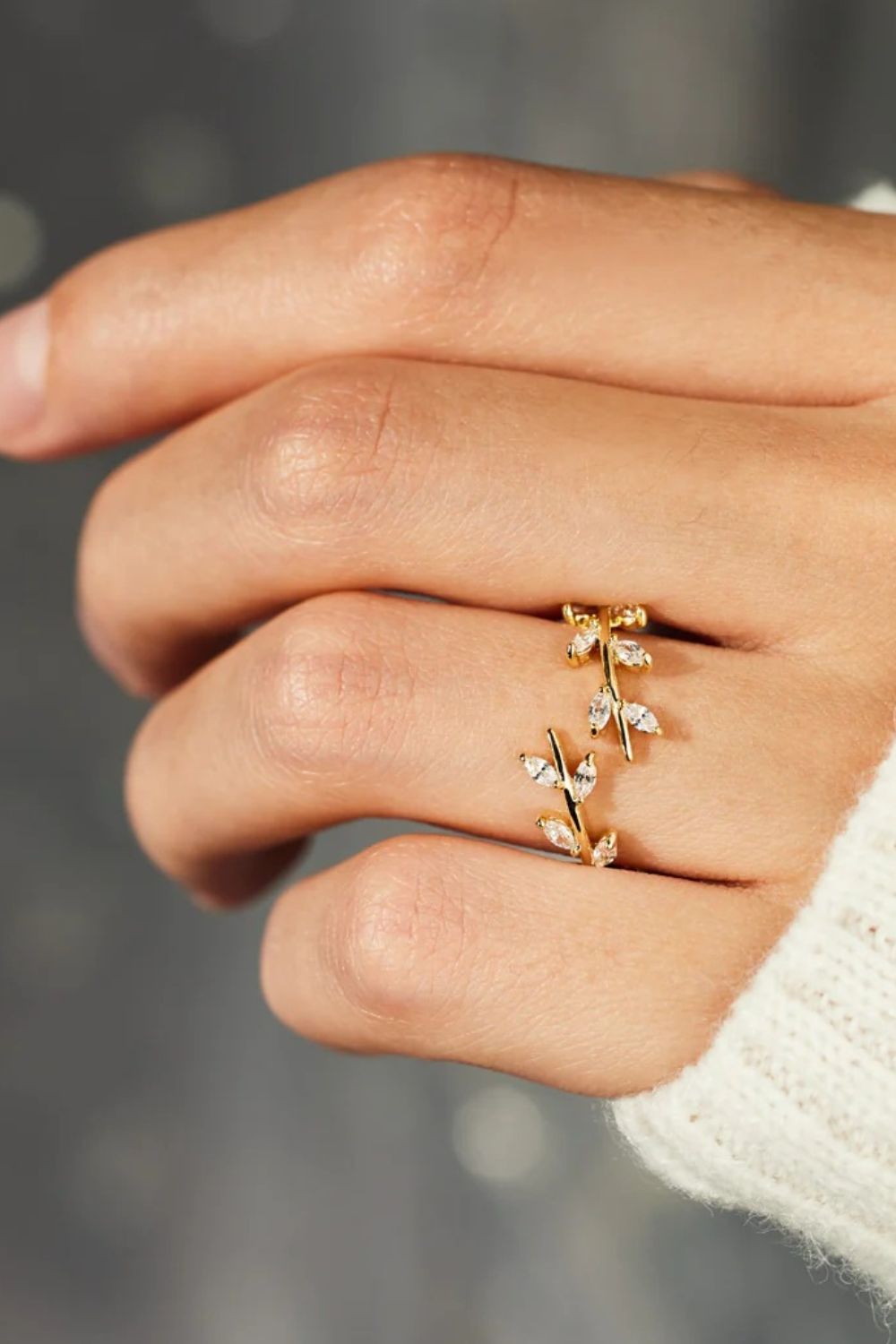 Anello aperto Foglia d'argento