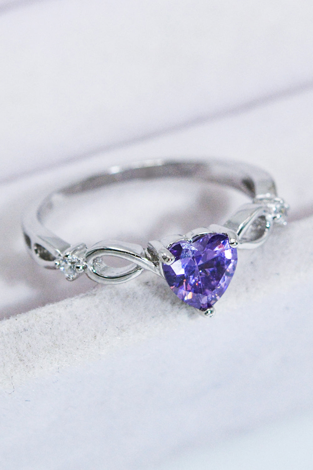 Krystal Hjerte Sølv Ring