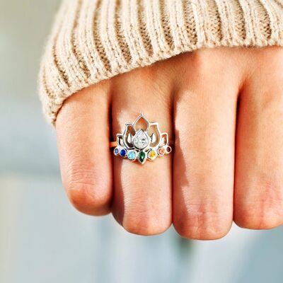 Zircon Lotus Sølv Ring
