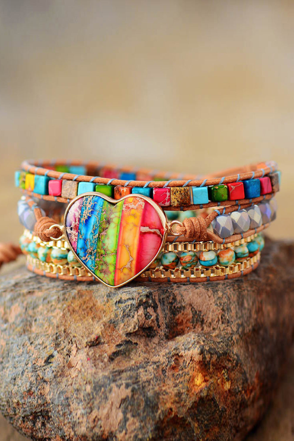 Jasper & Crystal Layered Cuff