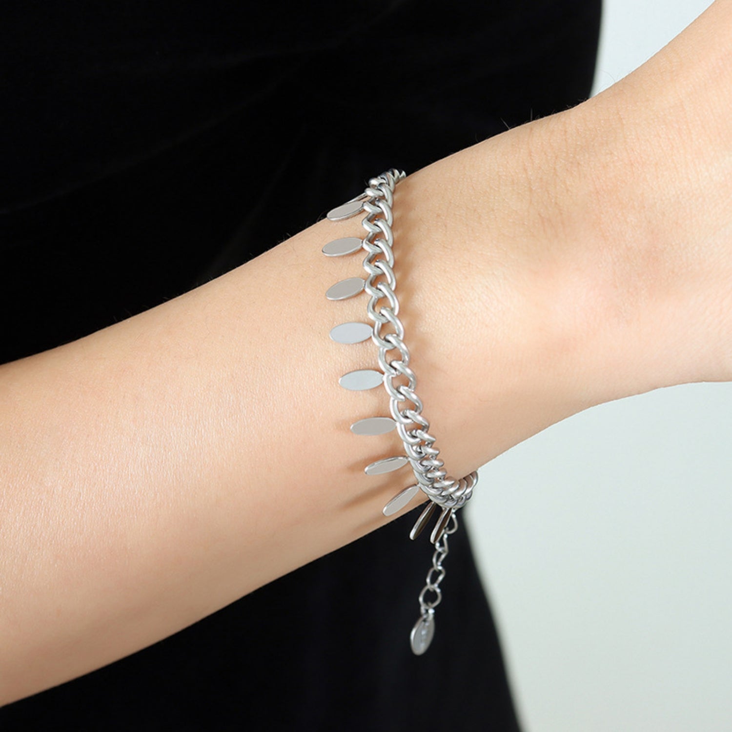 Leaf Charm Steel Bracelet