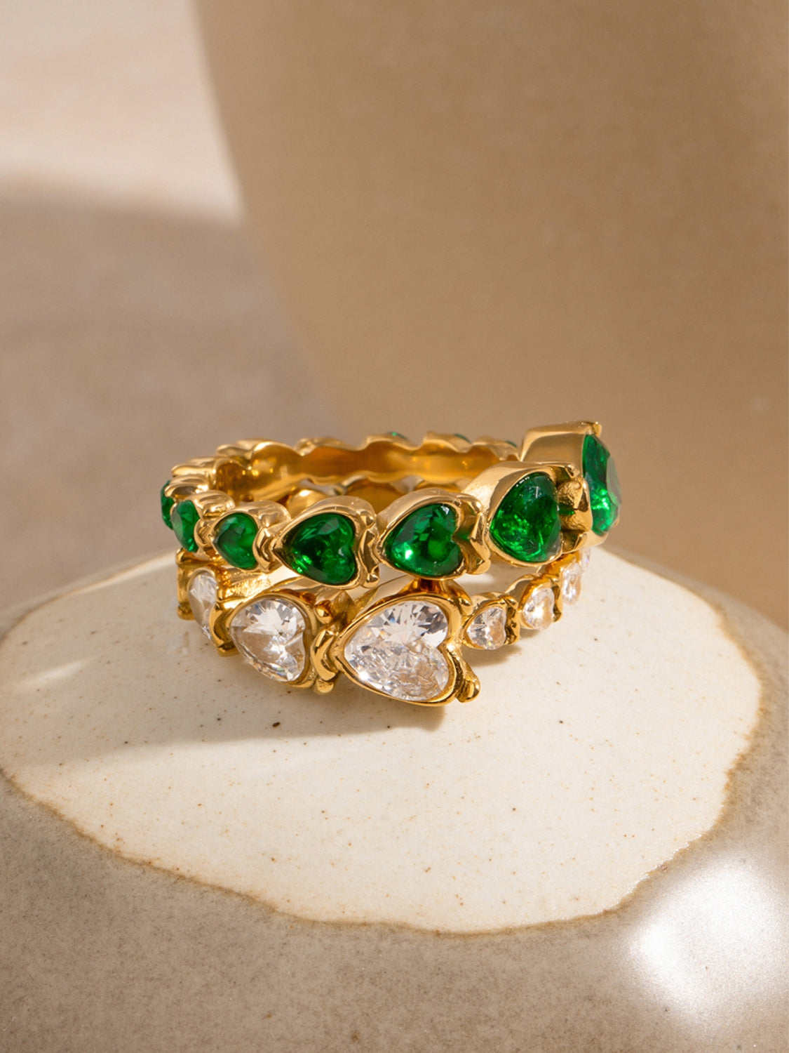 Rhinestone hjerte stål ring