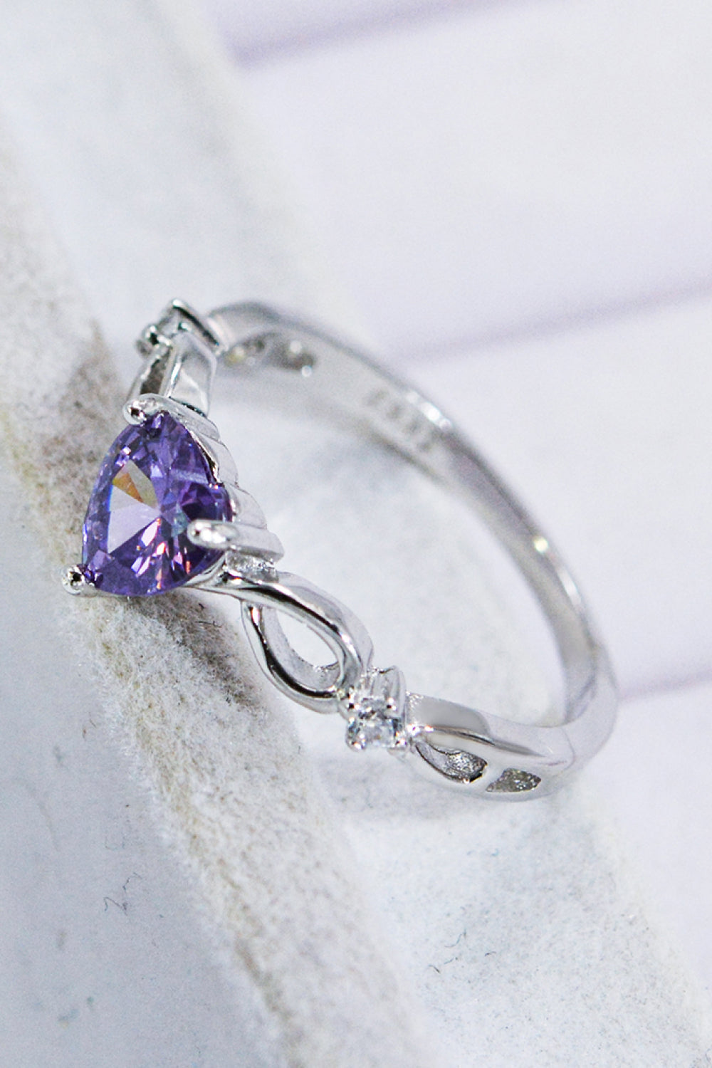 Krystal Hjerte Sølv Ring