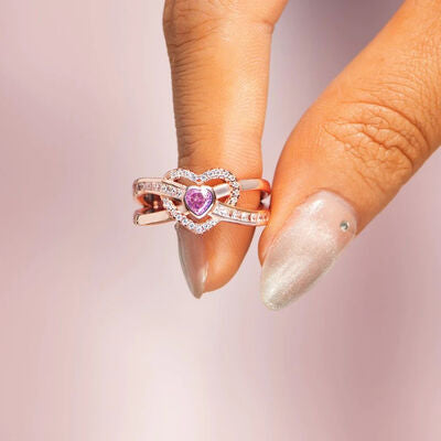 Anello in argento con zircone a forma di cuore