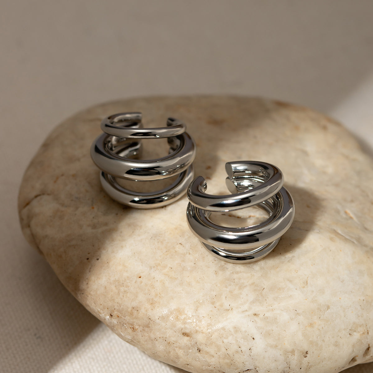 Layered Steel Hoop Earrings