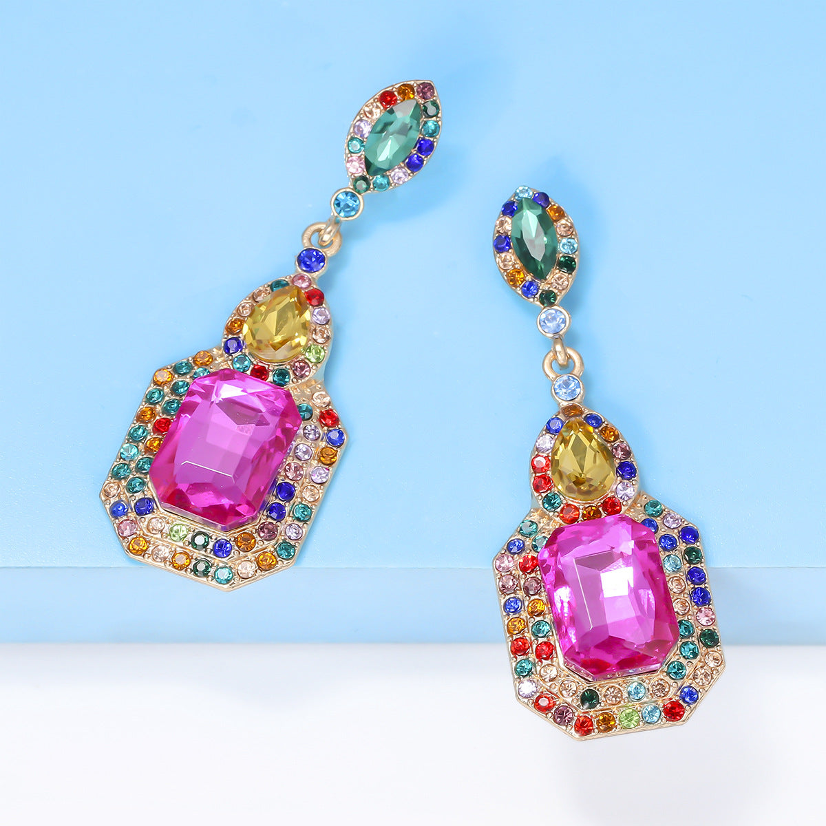Krystallegering Dangle Hoops
