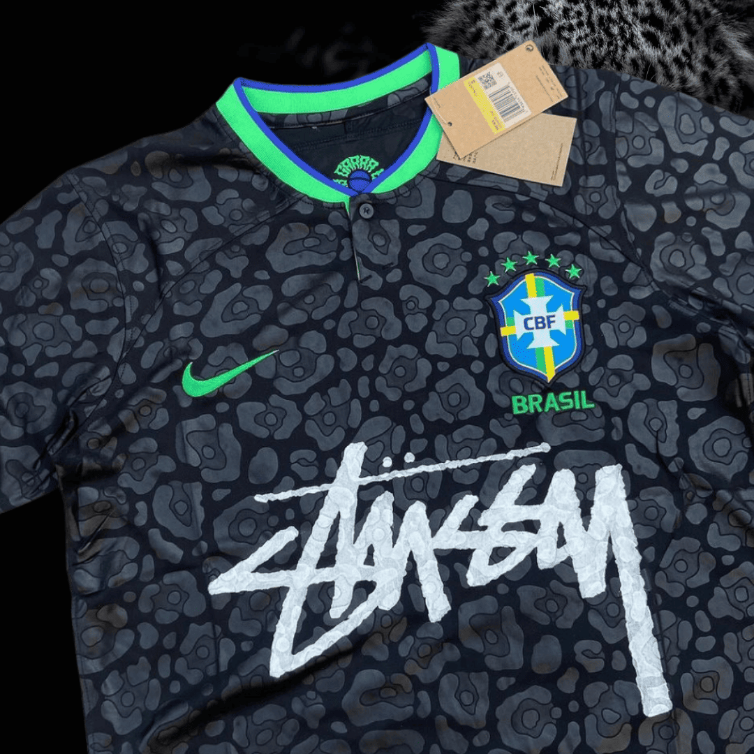 2024 Brasilien Sort Stussy Skjorte - Specialudgave