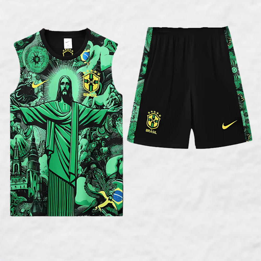 Conjunto de verano con camiseta verde 'Cristo Redentor' de Brasil 2024/25