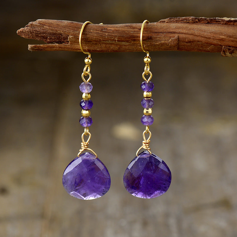 Pendientes con cuentas de piedras preciosas