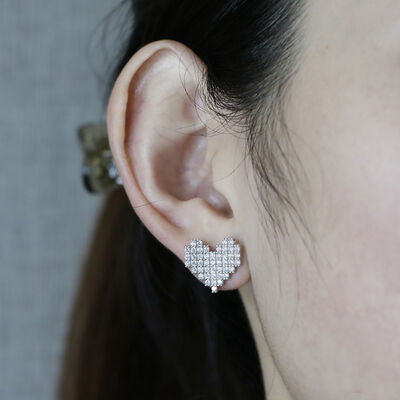 Hjerte Zircon Sølv Studs