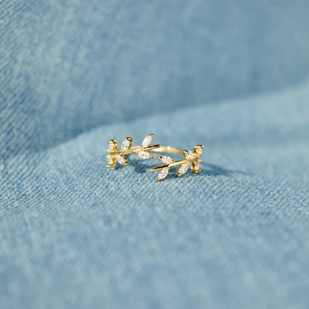 Anello aperto Foglia d'argento