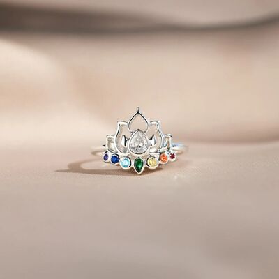 Zircon Lotus Sølv Ring