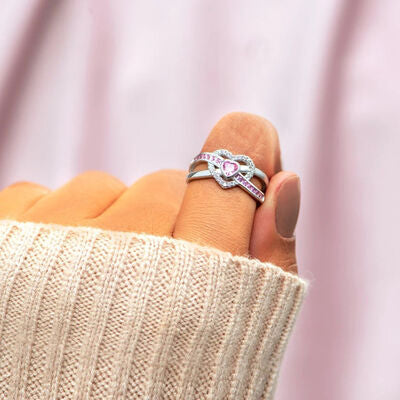 Anello in argento con zircone a forma di cuore