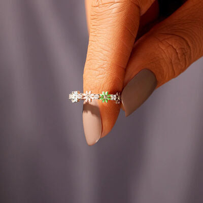 Blomster Zircon Sølv Ring