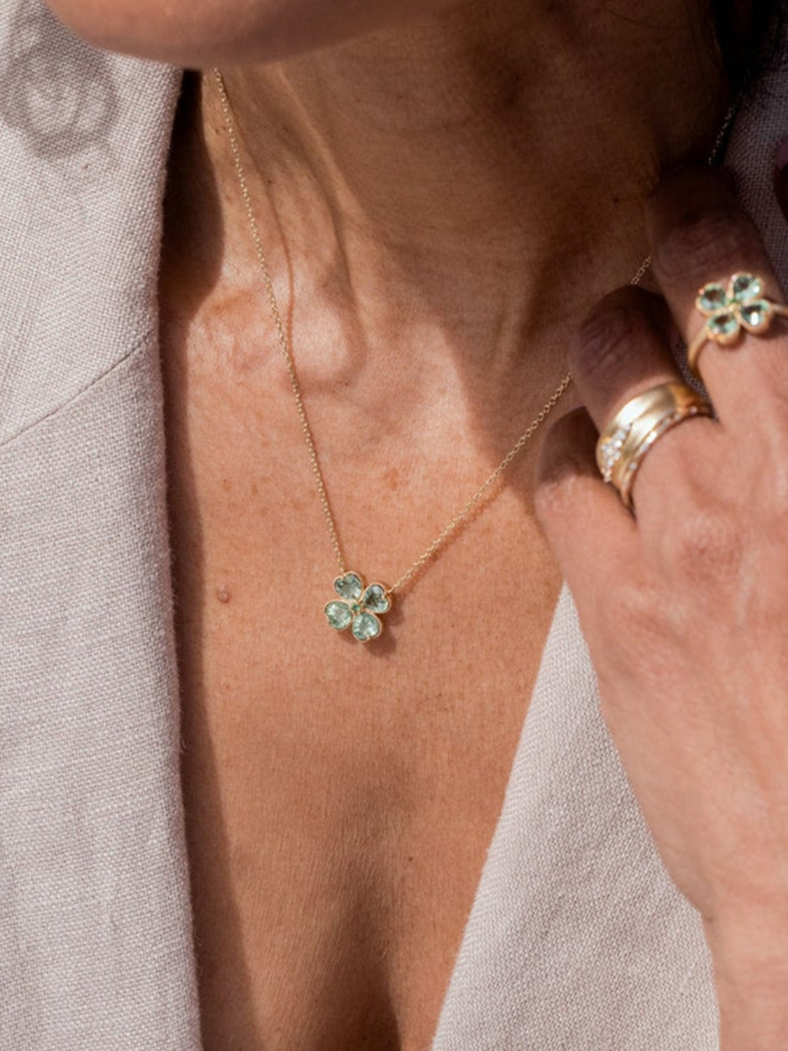 Zircon Clover Steel Necklace