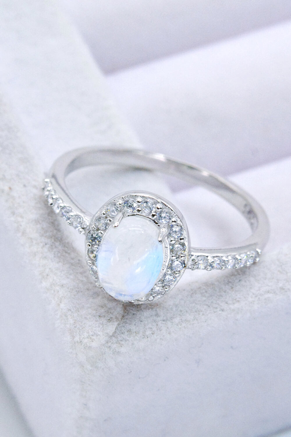 Maansteen Halo Zilveren Ring