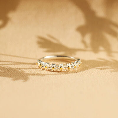 Blumen Zirkon Silber Ring