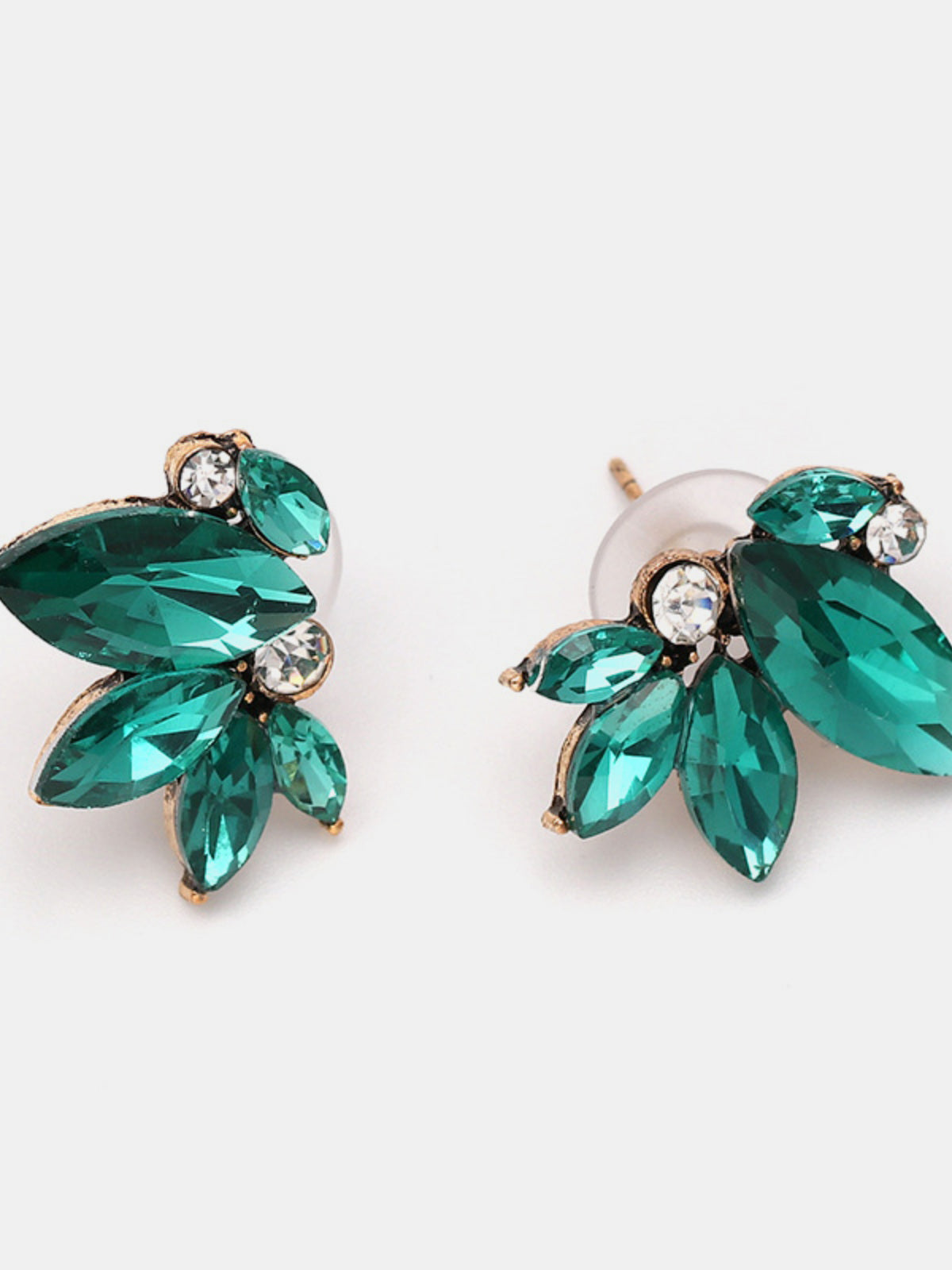 Orecchini a bottone floreali con strass