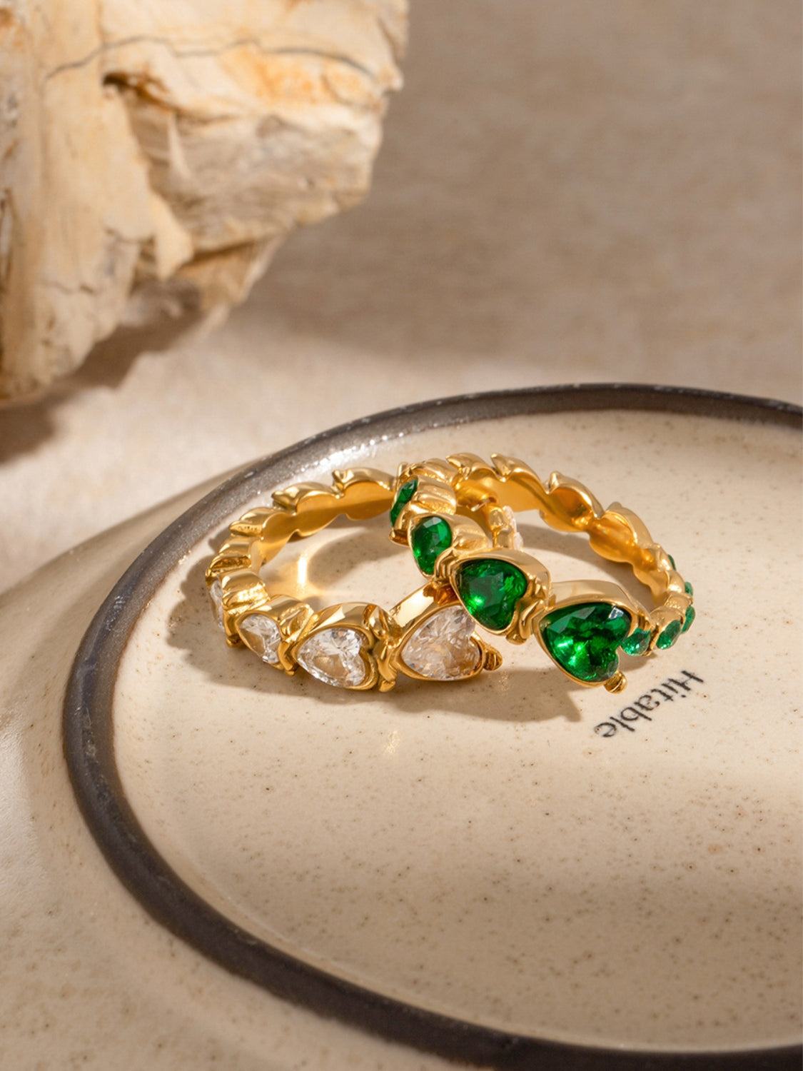 Rhinestone hjerte stål ring