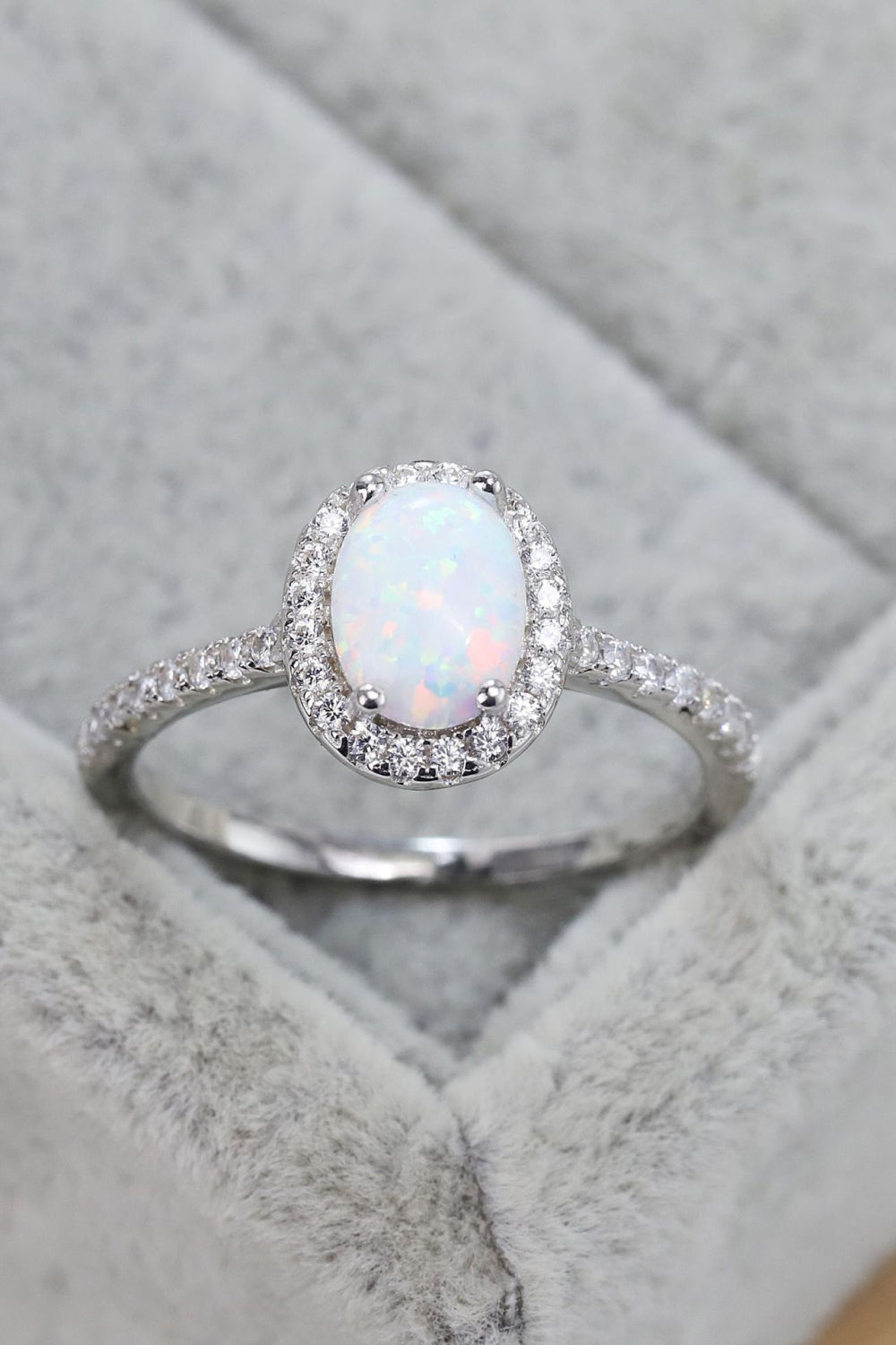 Anello Argento Opal Halo