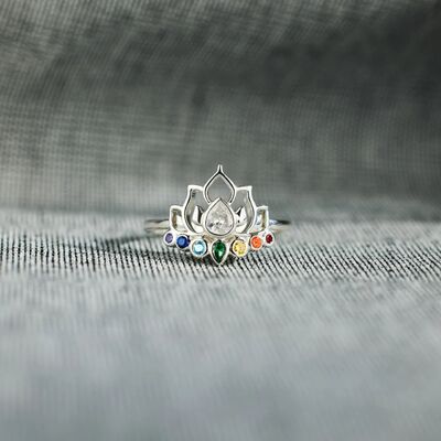 Zircon Lotus Sølv Ring