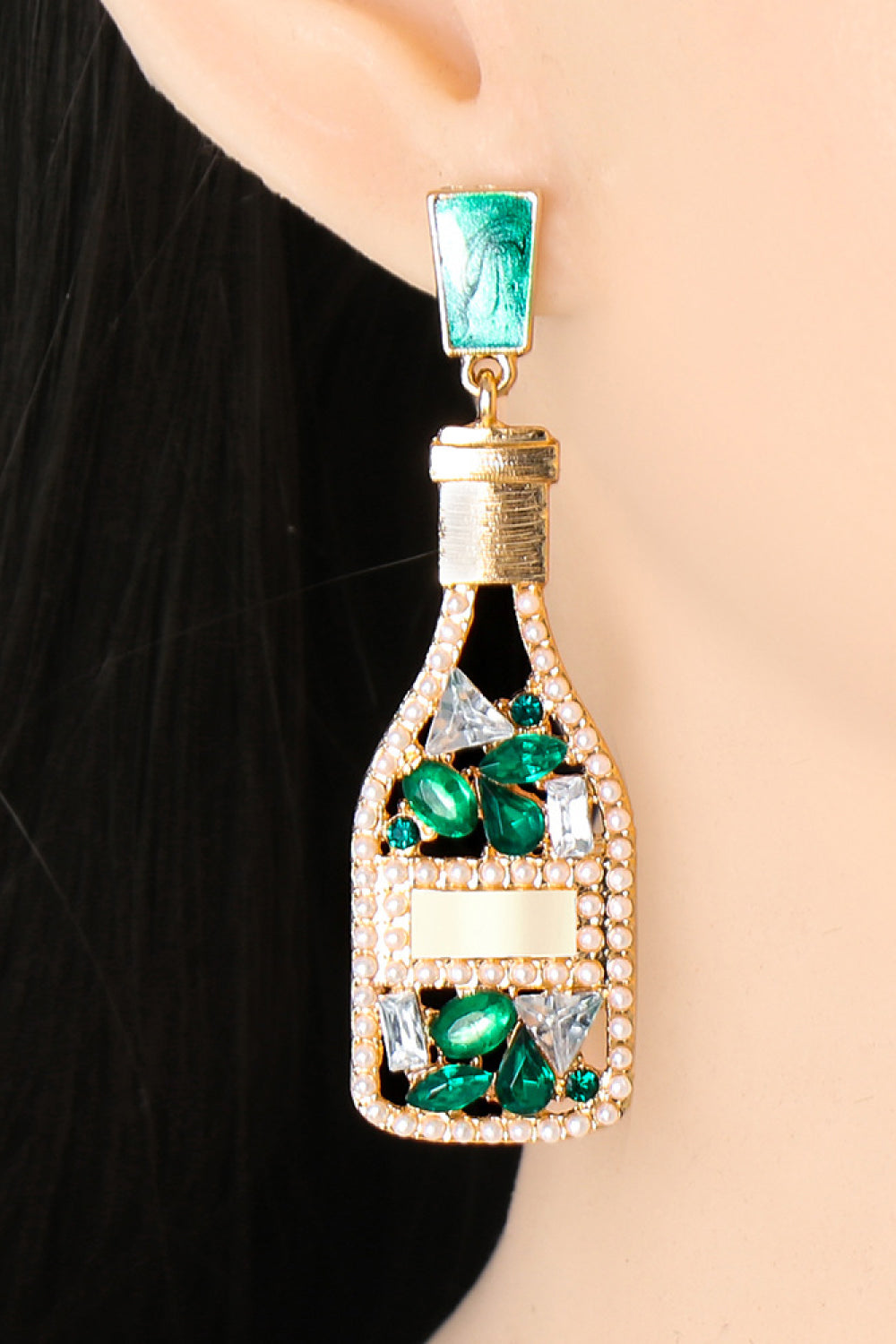 Orecchini pendenti in lega a forma di bicchiere da vino